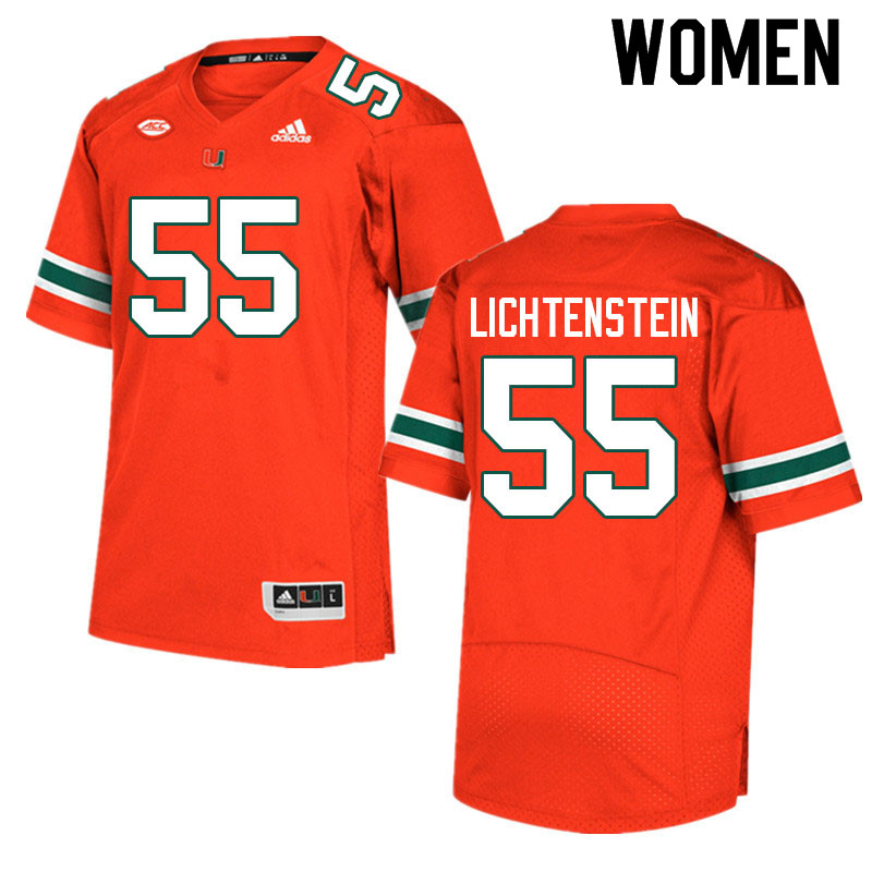 Women #55 Jacob Lichtenstein Miami Hurricanes College Football Jerseys Sale-Orange - Click Image to Close